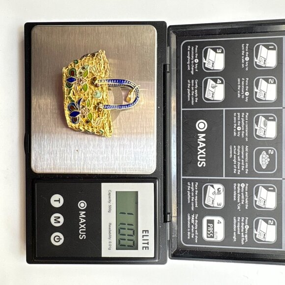 VTG Cloisonne Enamel Butterfly Floral Design Purse Pendant Filigree Design 1x2" - Picture 9 of 13